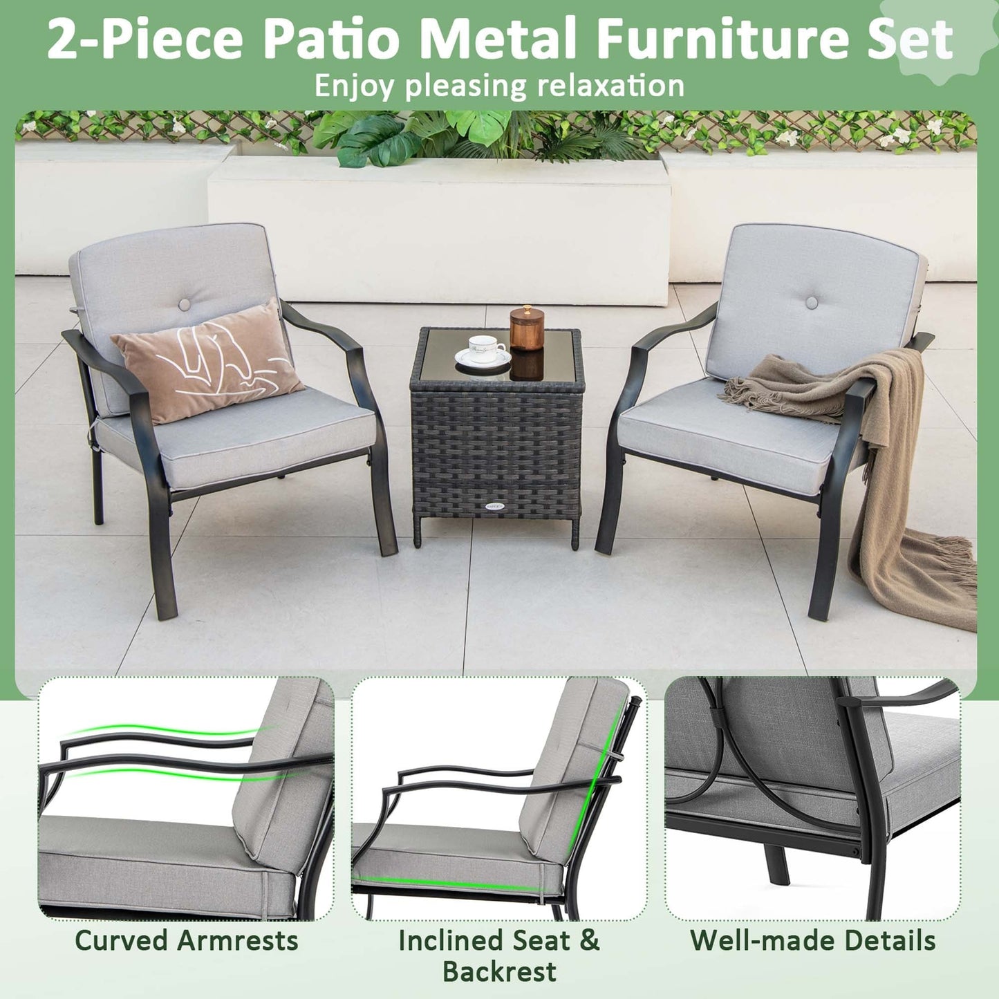 Ensemble de meubles de patio 2/4 pièces, ensemble de table et canapé de conversation d'extérieur