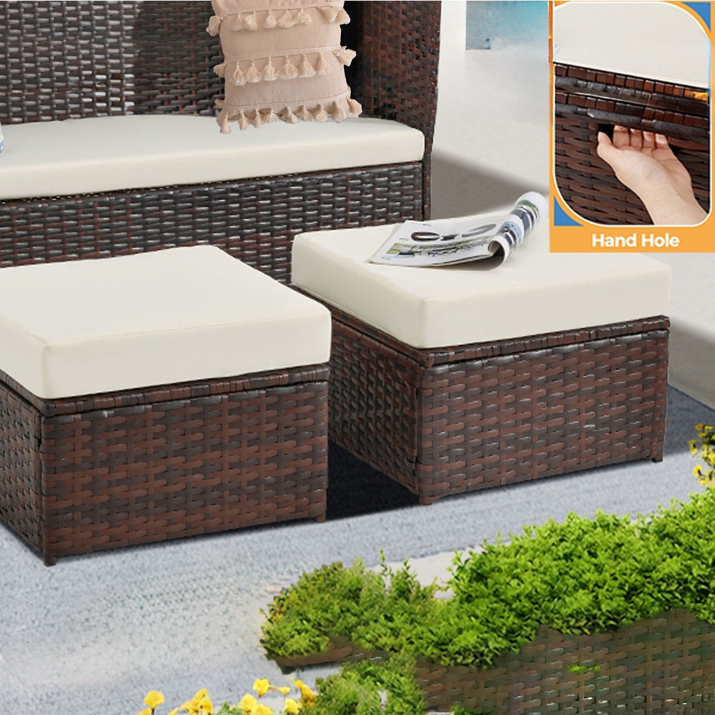 Poufs de patio en osier 2 pièces - Liquidation