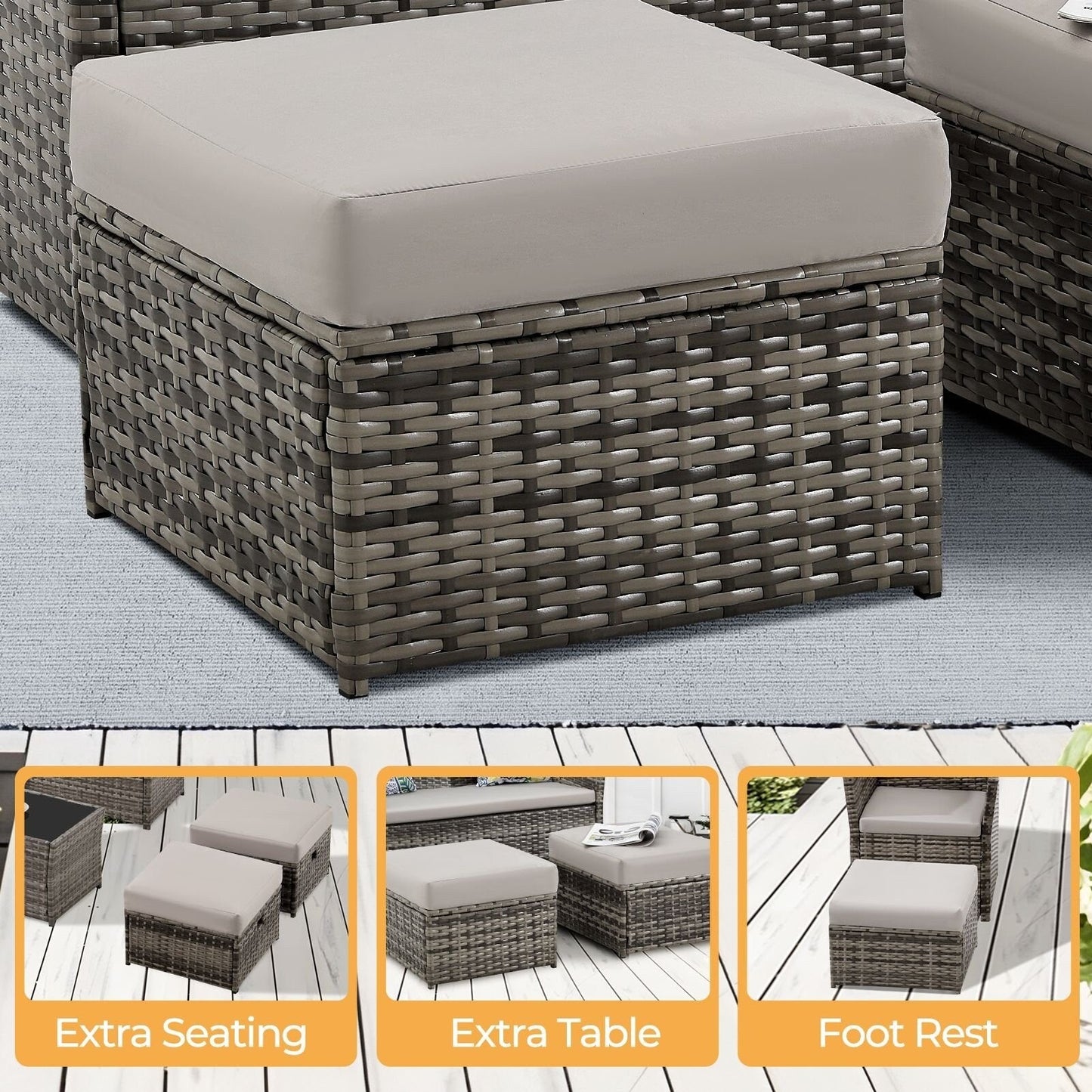 Poufs de patio en osier 2 pièces - Liquidation