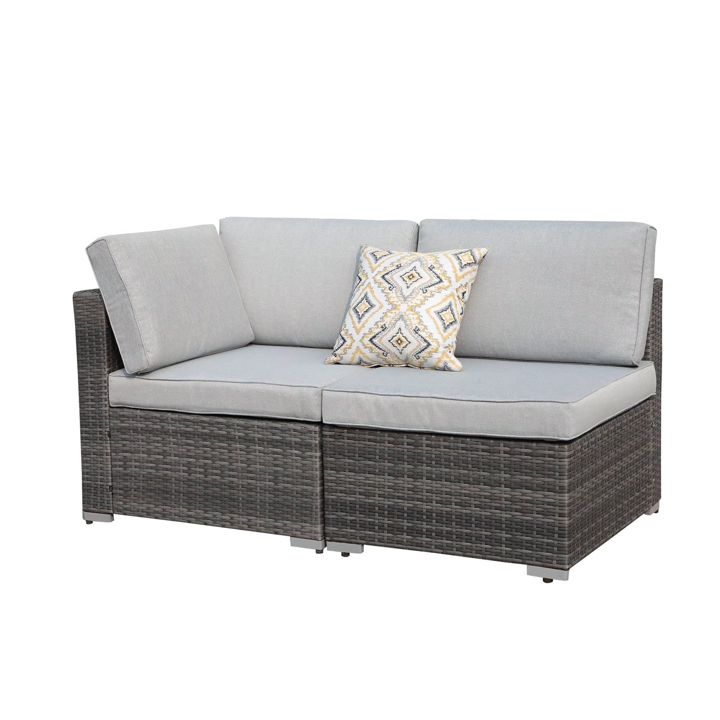 Ensemble de 2 canapés d'angle sectionnels en osier pour patio