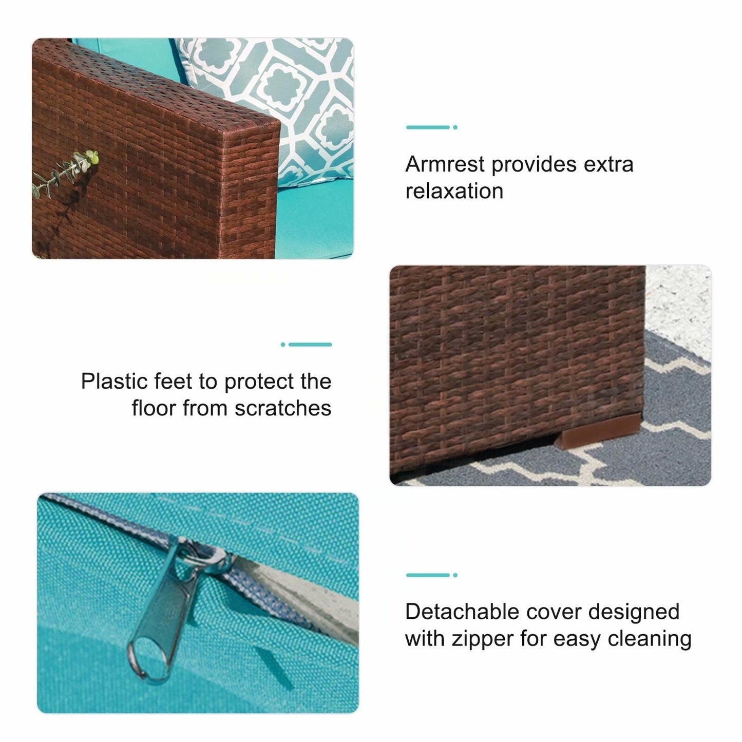 Ensemble de 2 canapés d'angle sectionnels en osier pour patio