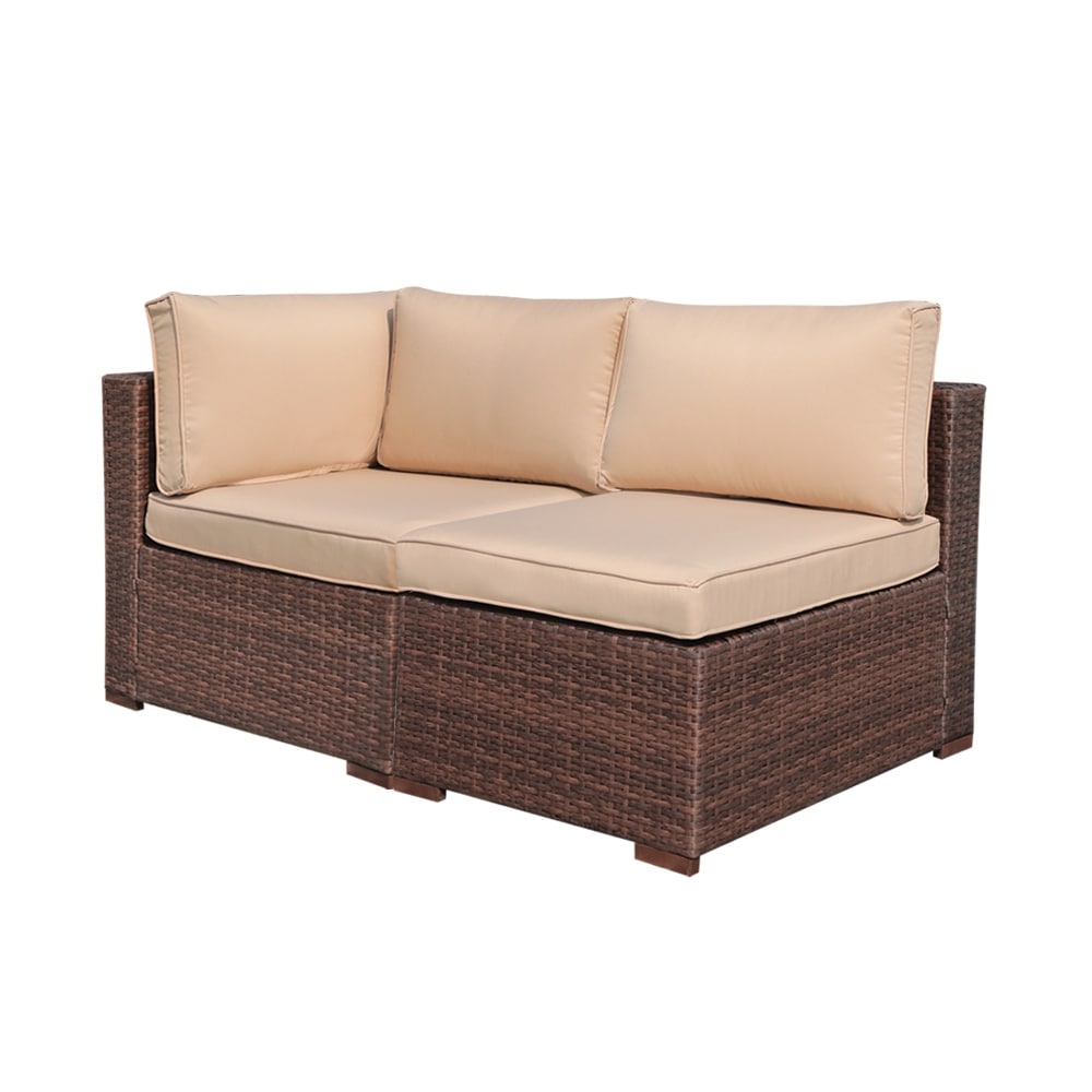 Ensemble de 2 canapés d'angle sectionnels en osier pour patio