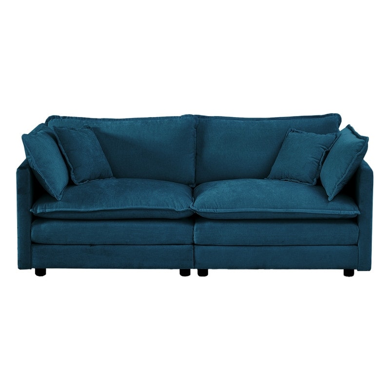 Ensemble de 2 canapés surdimensionnés à assise extra profonde et rembourrés en chenille avec canapé 3 places et causeuse