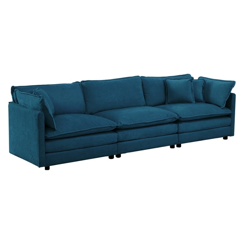 Ensemble de 2 canapés surdimensionnés à assise extra profonde et rembourrés en chenille avec canapé 3 places et causeuse