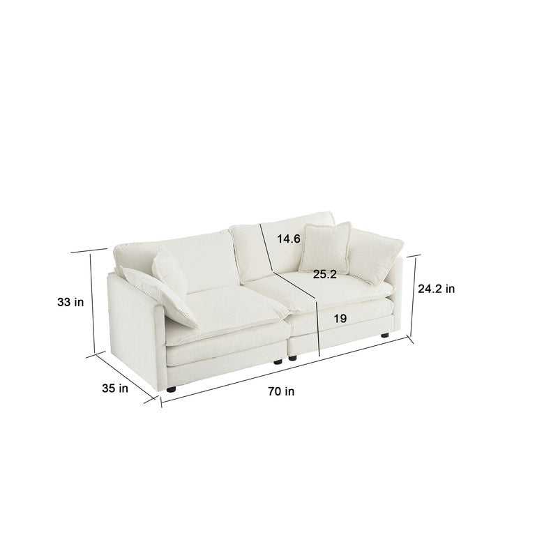Ensemble de 2 canapés surdimensionnés à assise extra profonde et rembourrés en chenille avec canapé 3 places et causeuse