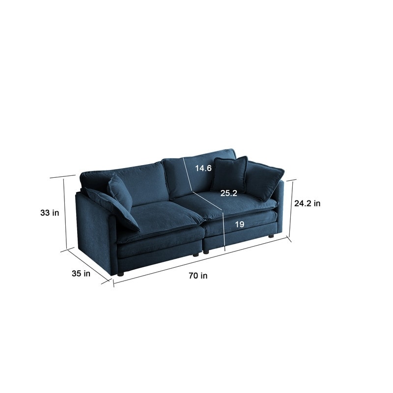 Ensemble de 2 canapés surdimensionnés à assise extra profonde et rembourrés en chenille avec canapé 3 places et causeuse