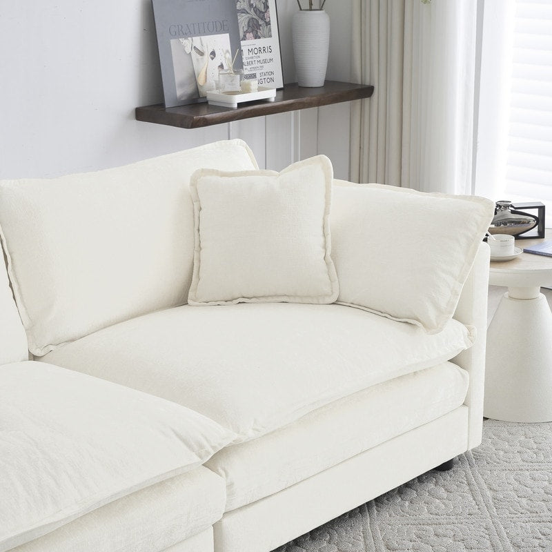 Ensemble de 2 canapés surdimensionnés à assise extra profonde et rembourrés en chenille avec canapé 3 places et causeuse