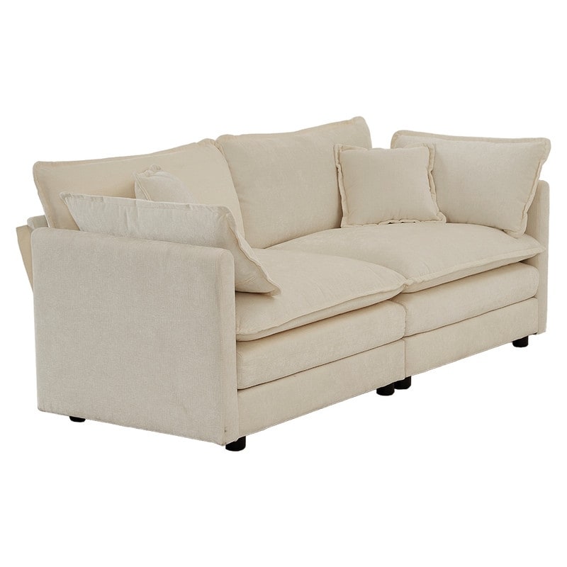 Ensemble de 2 canapés surdimensionnés à assise extra profonde et rembourrés en chenille avec canapé 3 places et causeuse