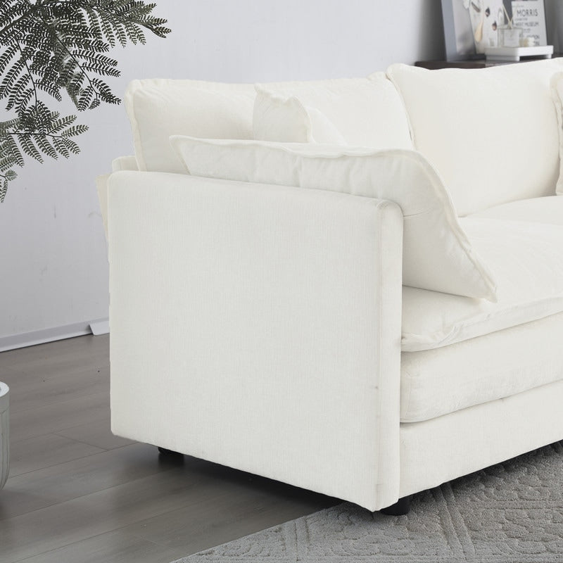 Ensemble de 2 canapés surdimensionnés à assise extra profonde et rembourrés en chenille avec canapé 3 places et causeuse
