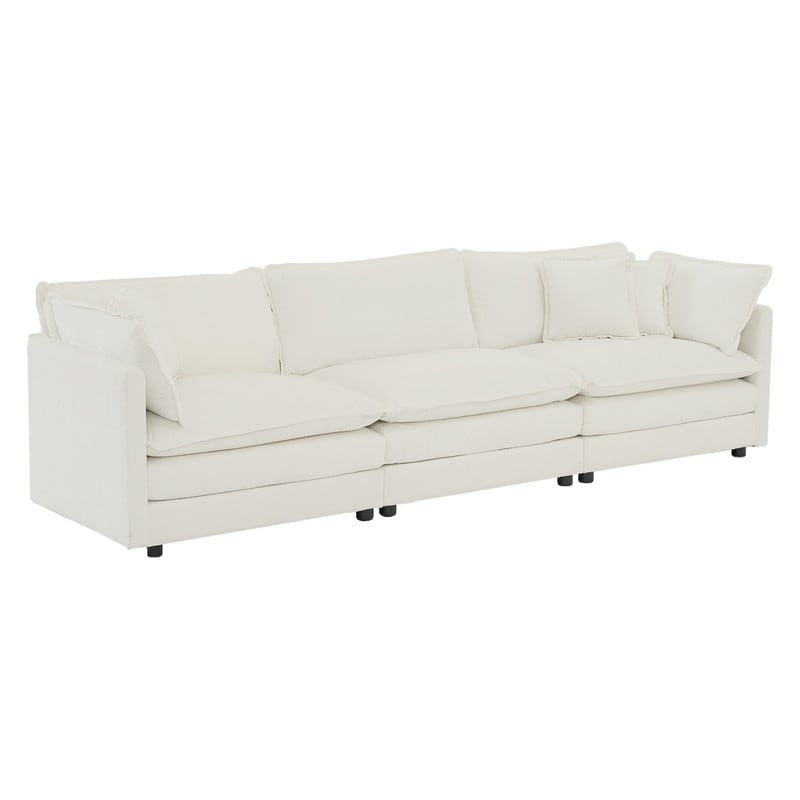 Ensemble de 2 canapés surdimensionnés à assise extra profonde et rembourrés en chenille avec canapé 3 places et causeuse