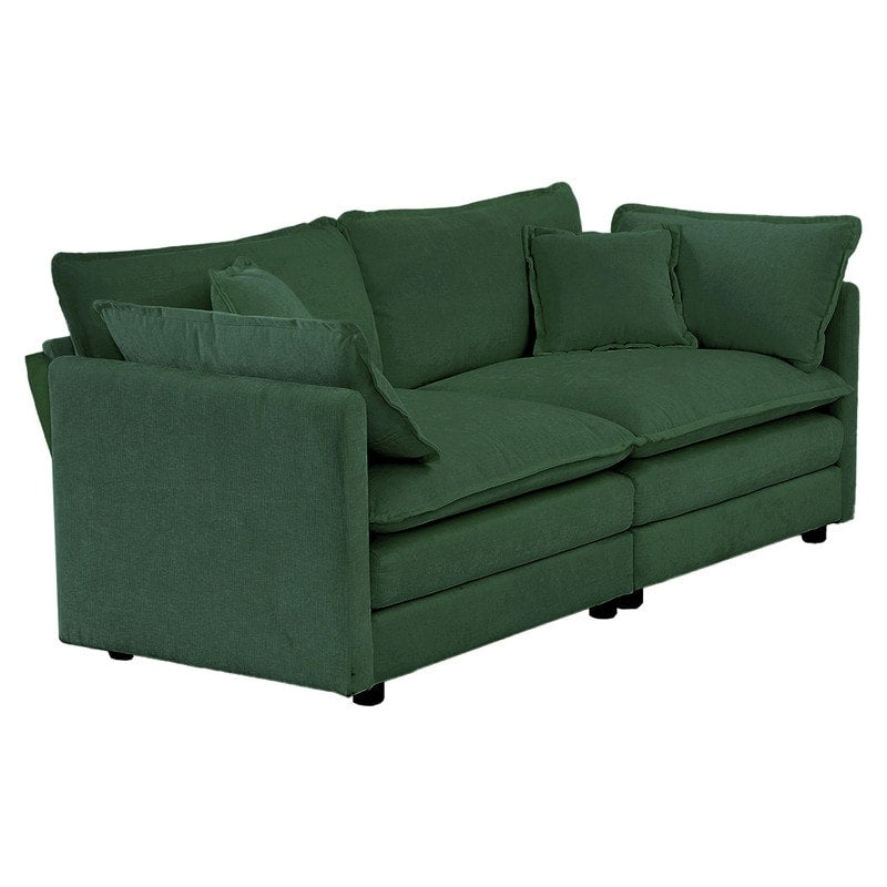 Ensemble de 2 canapés surdimensionnés à assise extra profonde et rembourrés en chenille avec canapé 3 places et causeuse