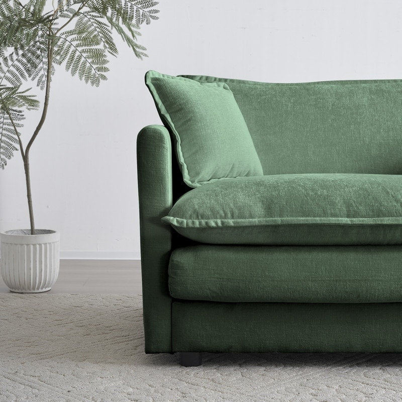 Ensemble de 2 canapés surdimensionnés à assise extra profonde et rembourrés en chenille avec canapé 3 places et causeuse