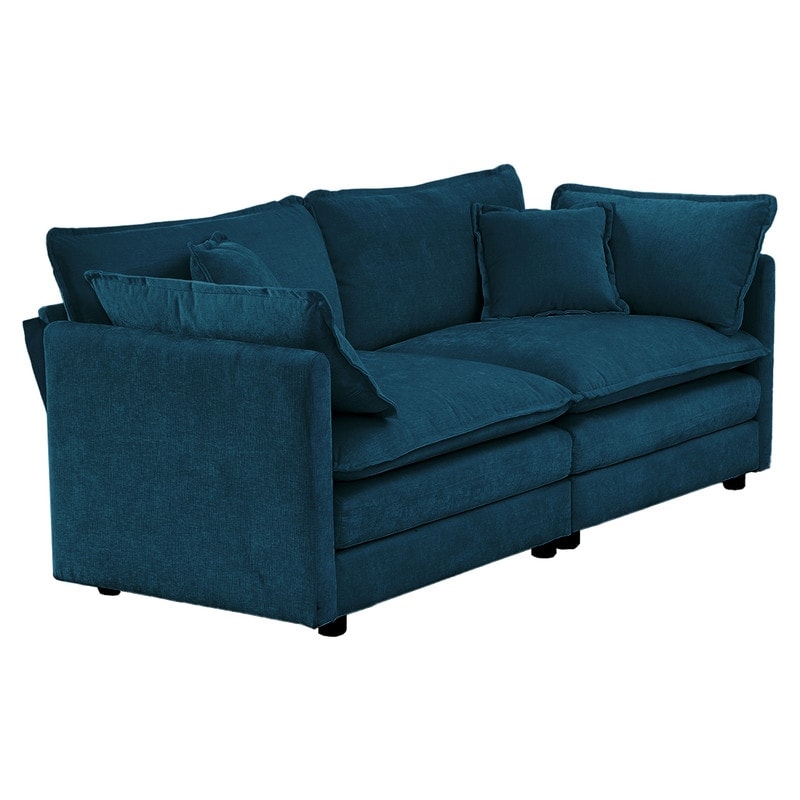 Ensemble de 2 canapés surdimensionnés à assise extra profonde et rembourrés en chenille avec canapé 3 places et causeuse