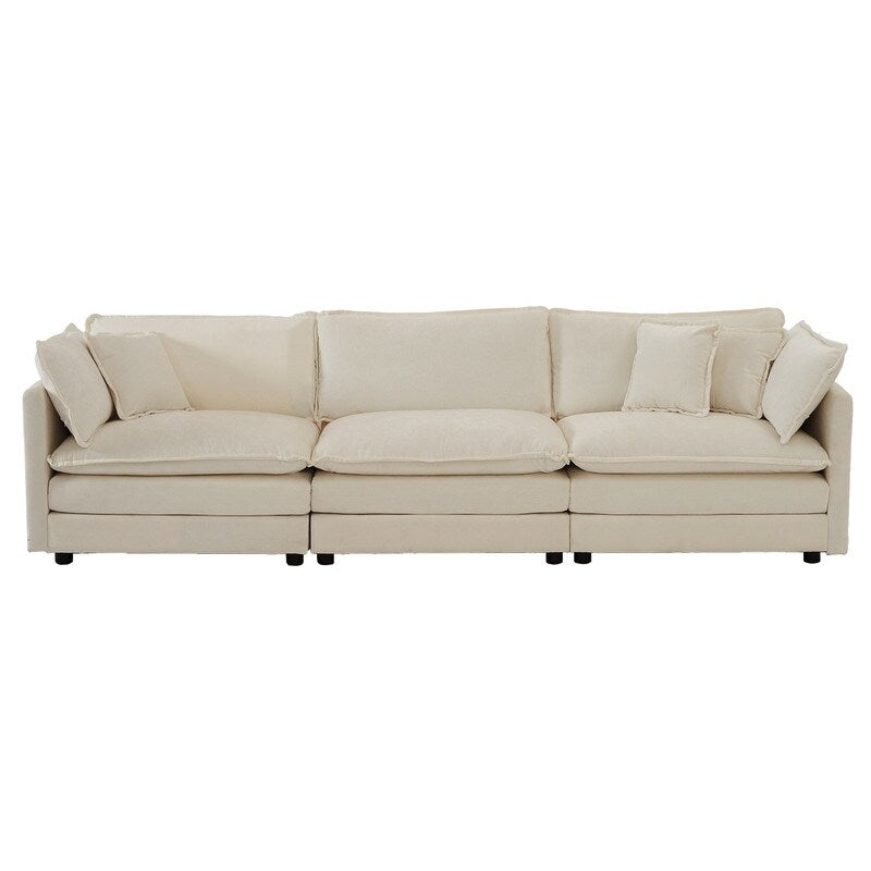 Ensemble de 2 canapés surdimensionnés à assise extra profonde et rembourrés en chenille avec canapé 3 places et causeuse