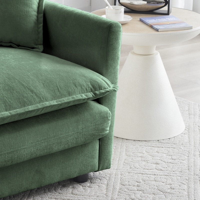 Ensemble de 2 canapés surdimensionnés à assise extra profonde et rembourrés en chenille avec canapé 3 places et causeuse