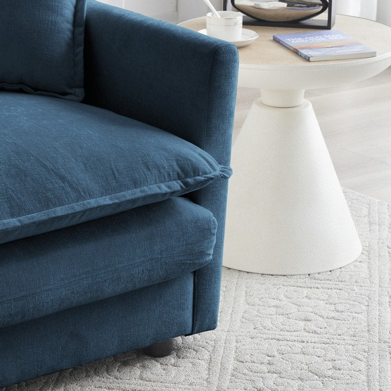 Ensemble de 2 canapés surdimensionnés à assise extra profonde et rembourrés en chenille avec canapé 3 places et causeuse