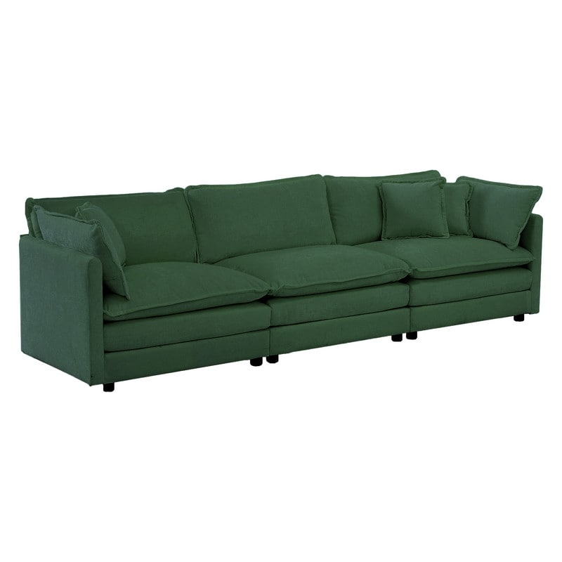 Ensemble de 2 canapés surdimensionnés à assise extra profonde et rembourrés en chenille avec canapé 3 places et causeuse