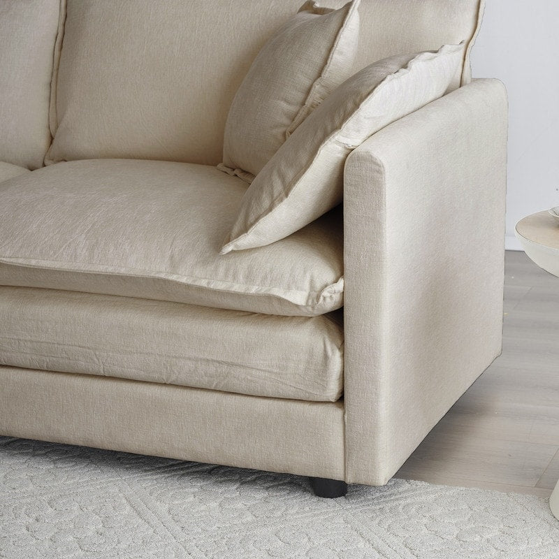 Ensemble de 2 canapés surdimensionnés à assise extra profonde et rembourrés en chenille avec canapé 3 places et causeuse