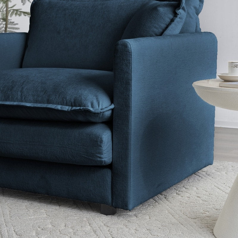 Ensemble de 2 canapés surdimensionnés à assise extra profonde et rembourrés en chenille avec canapé 3 places et causeuse