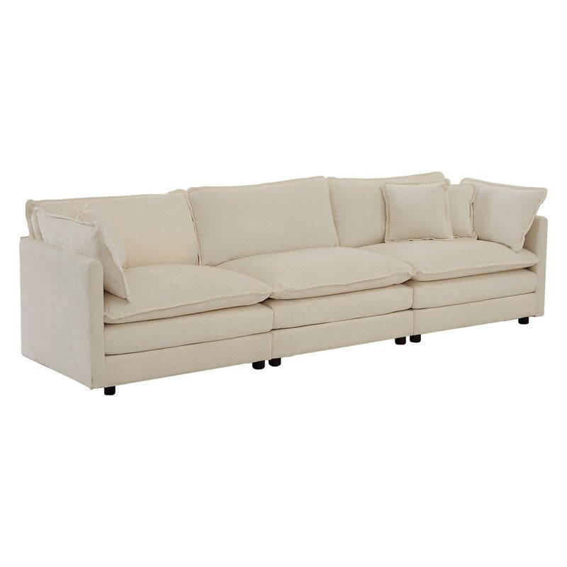Ensemble de 2 canapés surdimensionnés à assise extra profonde et rembourrés en chenille avec canapé 3 places et causeuse