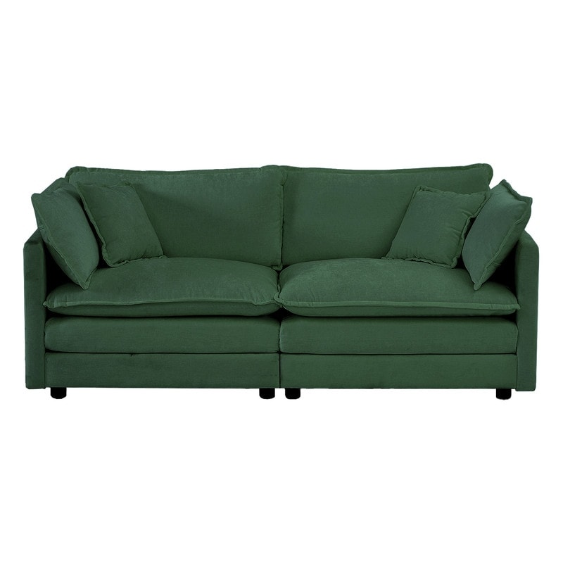 Ensemble de 2 canapés surdimensionnés à assise extra profonde et rembourrés en chenille avec canapé 3 places et causeuse