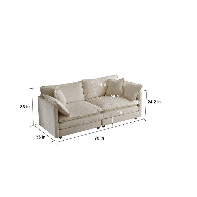 Ensemble de 2 canapés surdimensionnés à assise extra profonde et rembourrés en chenille avec canapé 3 places et causeuse