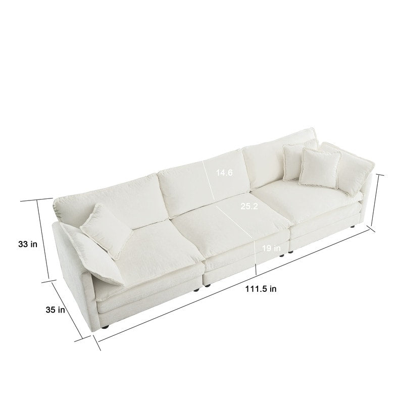 Ensemble de 2 canapés surdimensionnés à assise extra profonde et rembourrés en chenille avec canapé 3 places et causeuse