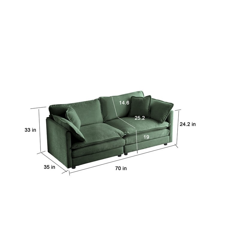 Ensemble de 2 canapés surdimensionnés à assise extra profonde et rembourrés en chenille avec canapé 3 places et causeuse