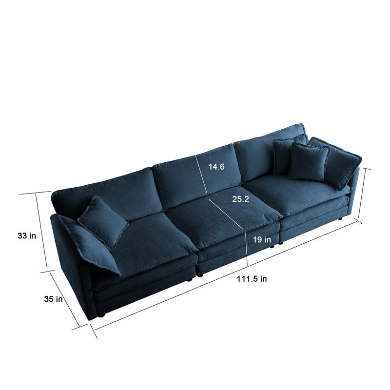 Ensemble de 2 canapés surdimensionnés à assise extra profonde et rembourrés en chenille avec canapé 3 places et causeuse