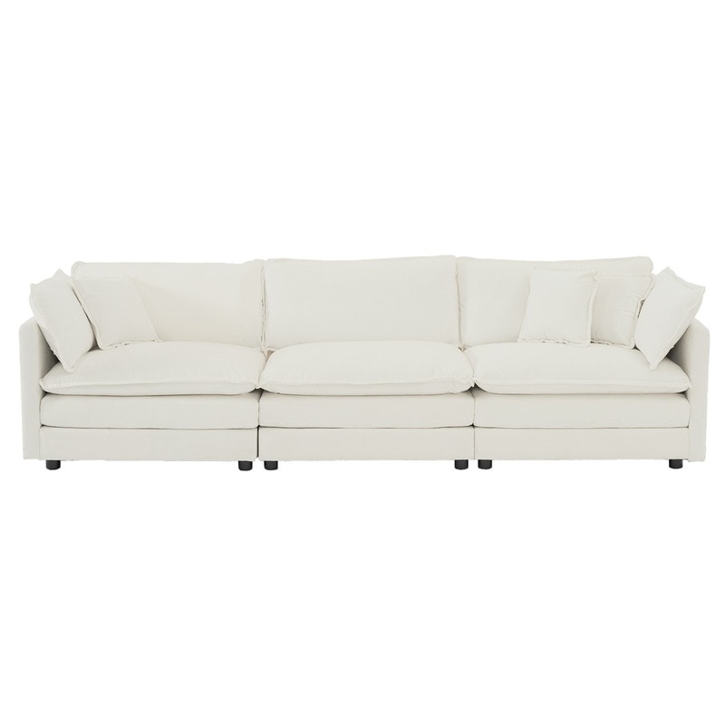 Ensemble de 2 canapés surdimensionnés à assise extra profonde et rembourrés en chenille avec canapé 3 places et causeuse