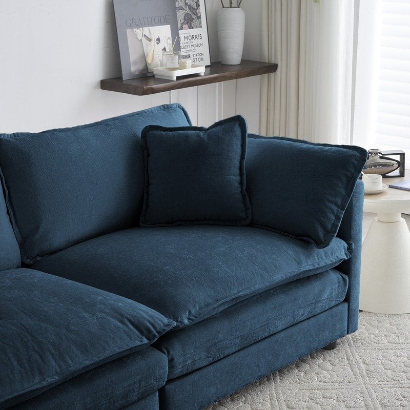 Ensemble de 2 canapés surdimensionnés à assise extra profonde et rembourrés en chenille avec canapé 3 places et causeuse