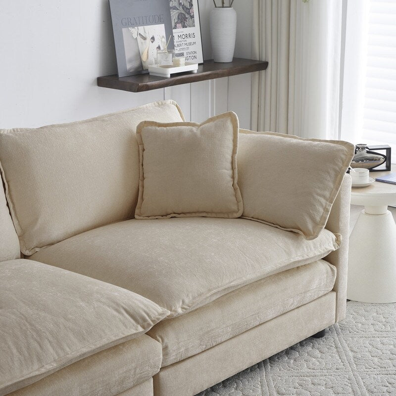 Ensemble de 2 canapés surdimensionnés à assise extra profonde et rembourrés en chenille avec canapé 3 places et causeuse
