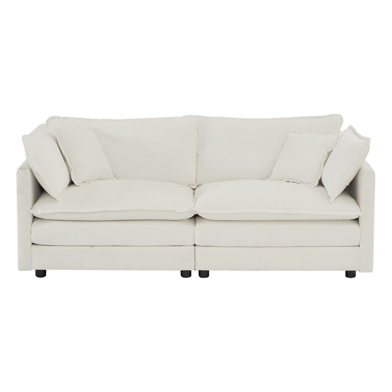 Ensemble de 2 canapés surdimensionnés à assise extra profonde et rembourrés en chenille avec canapé 3 places et causeuse