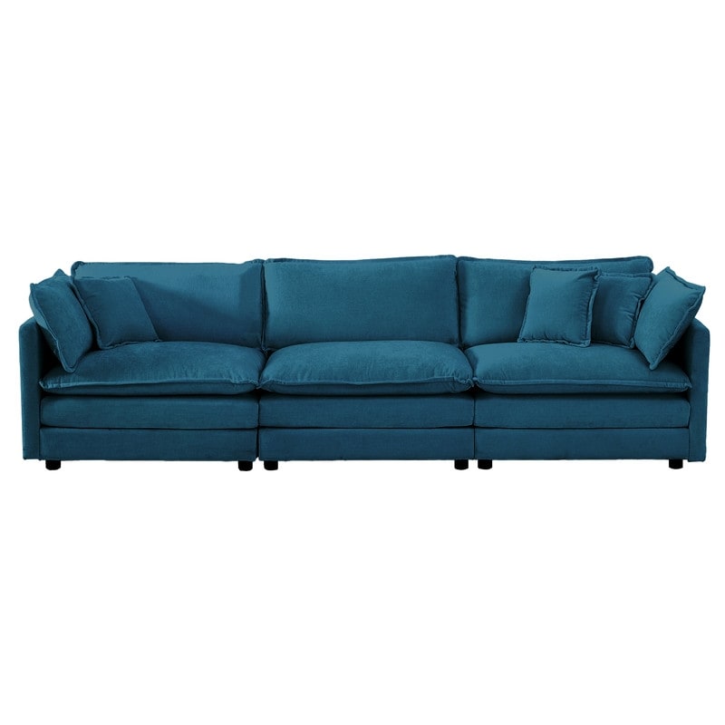 Ensemble de 2 canapés surdimensionnés à assise extra profonde et rembourrés en chenille avec canapé 3 places et causeuse