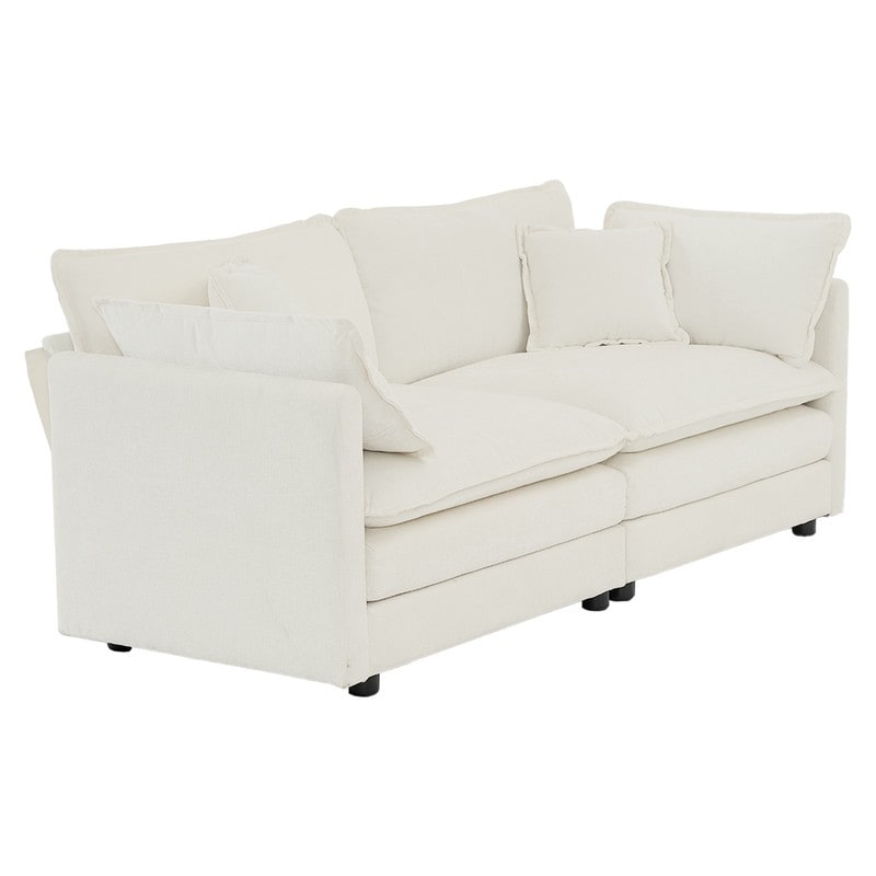 Ensemble de 2 canapés surdimensionnés à assise extra profonde et rembourrés en chenille avec canapé 3 places et causeuse