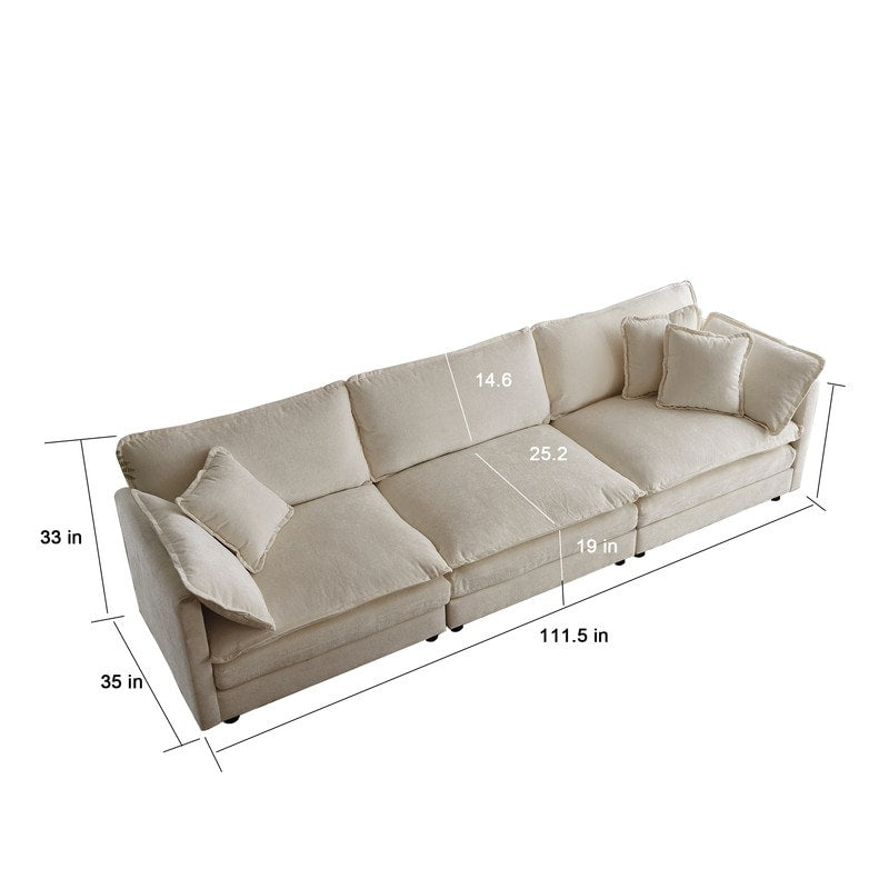 Ensemble de 2 canapés surdimensionnés à assise extra profonde et rembourrés en chenille avec canapé 3 places et causeuse