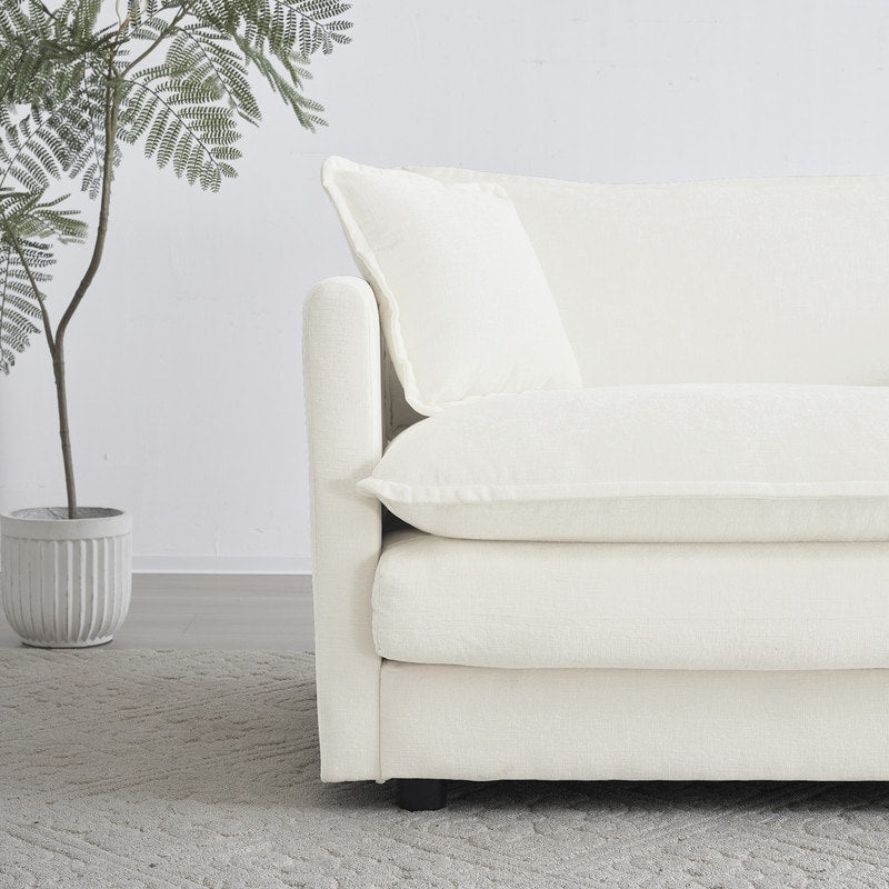 Ensemble de 2 canapés surdimensionnés à assise extra profonde et rembourrés en chenille avec canapé 3 places et causeuse