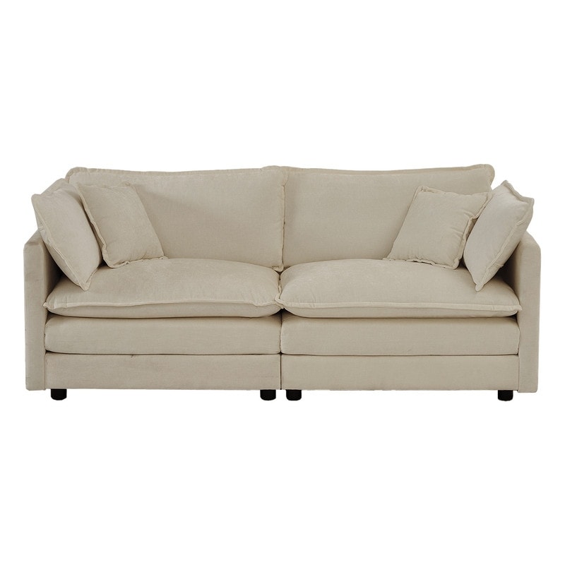 Ensemble de 2 canapés surdimensionnés à assise extra profonde et rembourrés en chenille avec canapé 3 places et causeuse