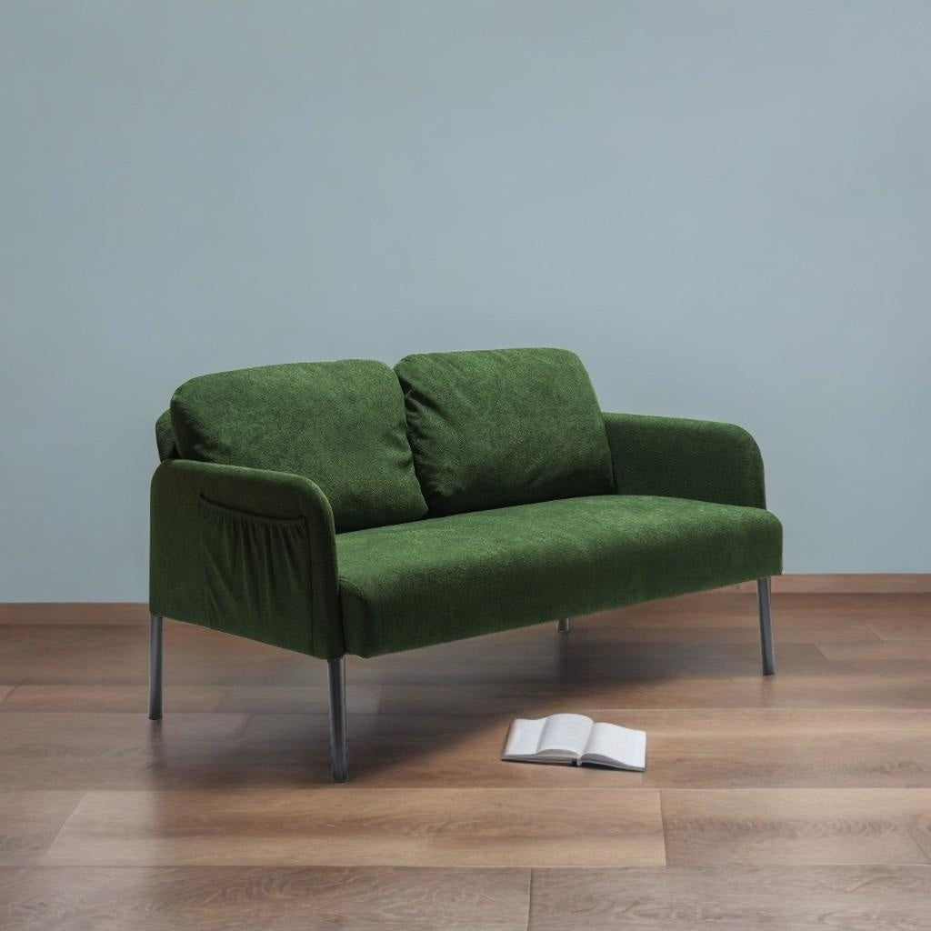 Canapé 2 places en tissu polyester, canapé causeuse moderne, petit canapé confortable pour petit espace, salon, chambre, bureau