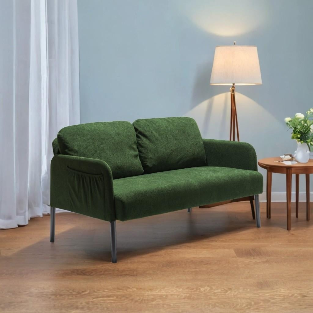 Canapé 2 places en tissu polyester, canapé causeuse moderne, petit canapé confortable pour petit espace, salon, chambre, bureau