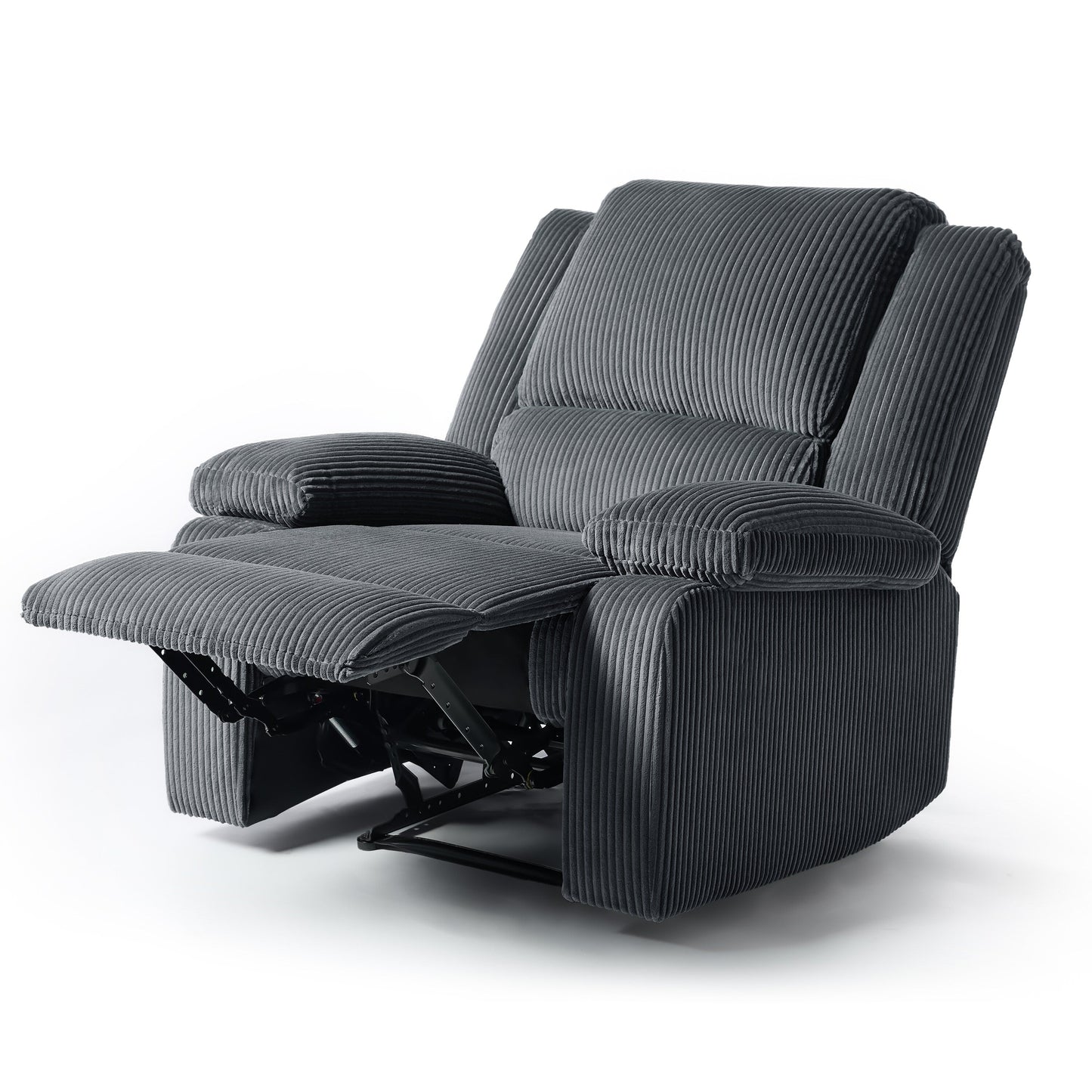 Ensemble de 2 fauteuils inclinables manuels en velours côtelé avec repose-pieds
