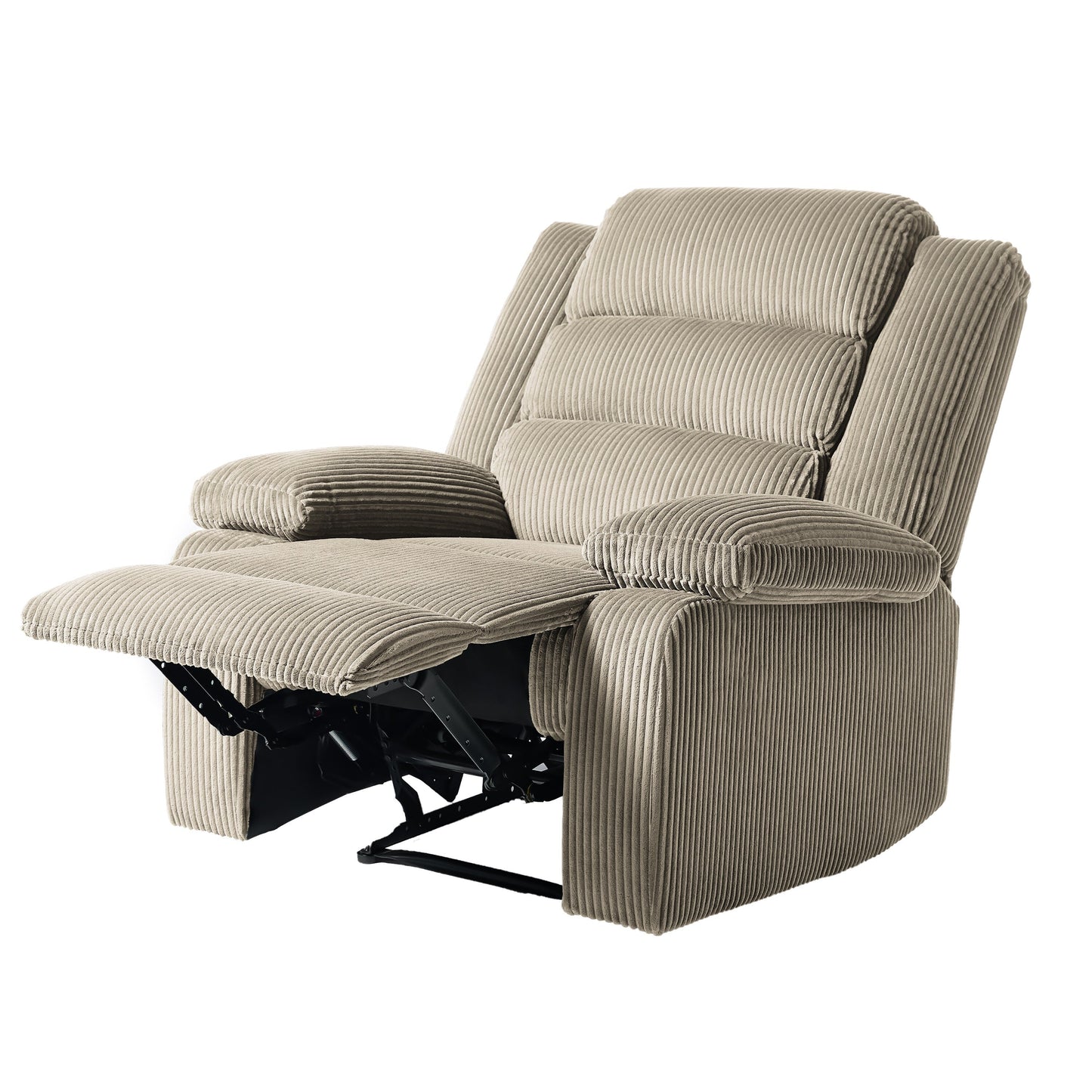 Lot de 2 fauteuils inclinables manuels modernes en velours côtelé, fauteuil d'appoint surdimensionné avec accoudoirs larges