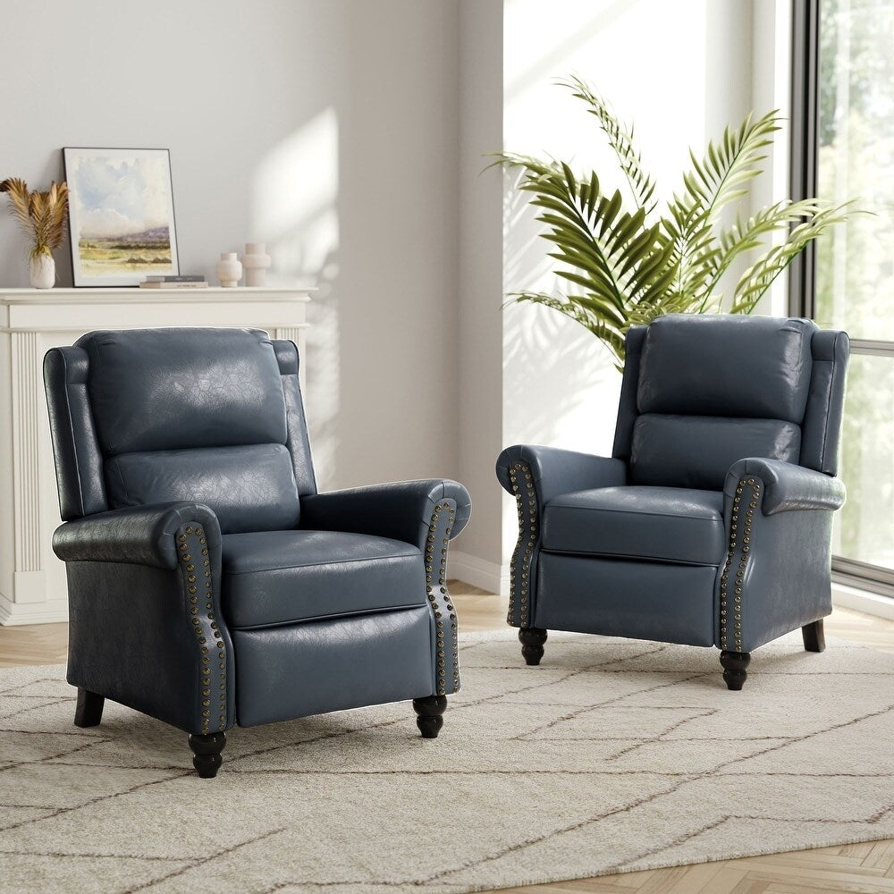 Ensemble de 2 fauteuils inclinables rembourrés à tête de clou