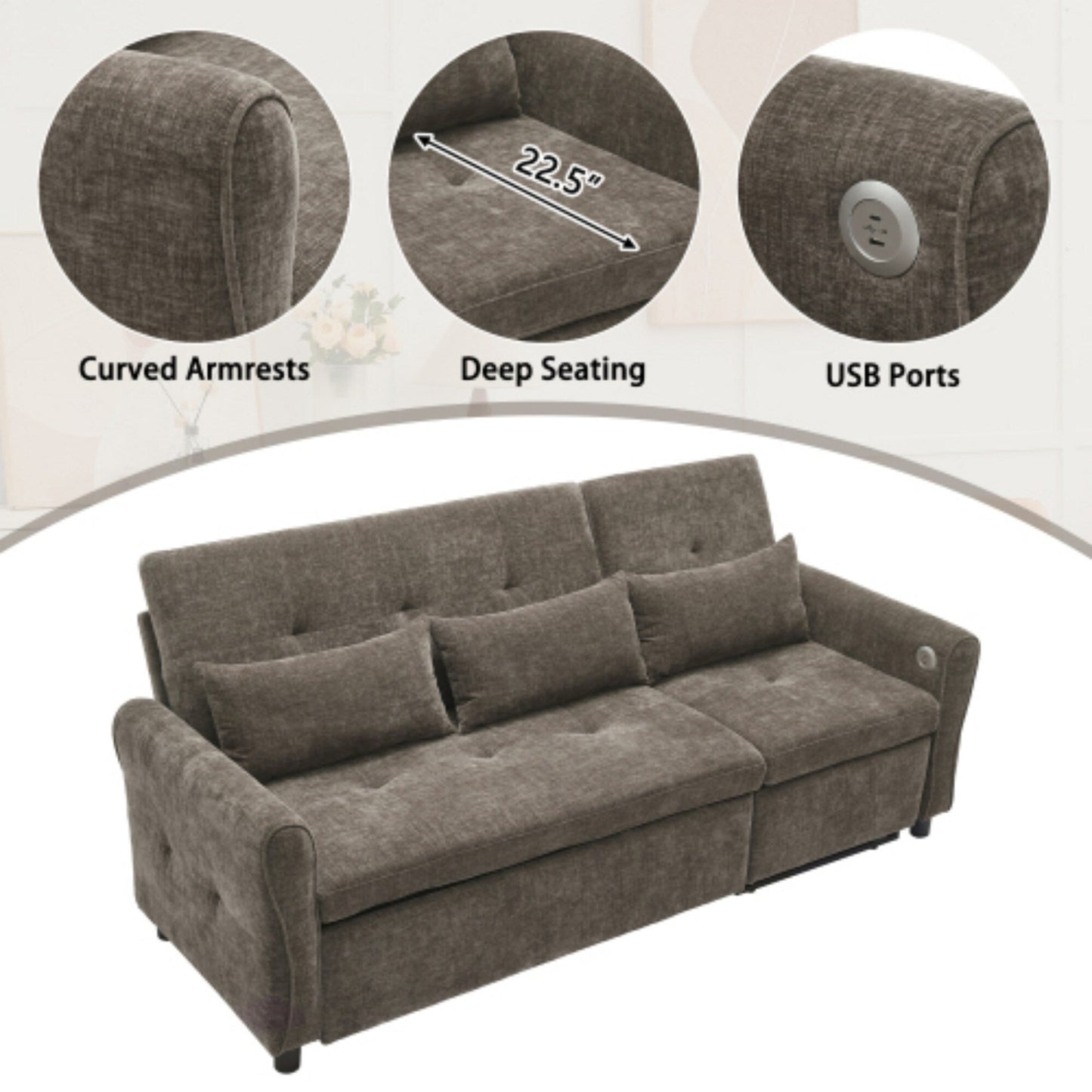 Canapé 2 en 1 avec lit gigogne et fauteuil inclinable réversible par Harper&Bright Designs