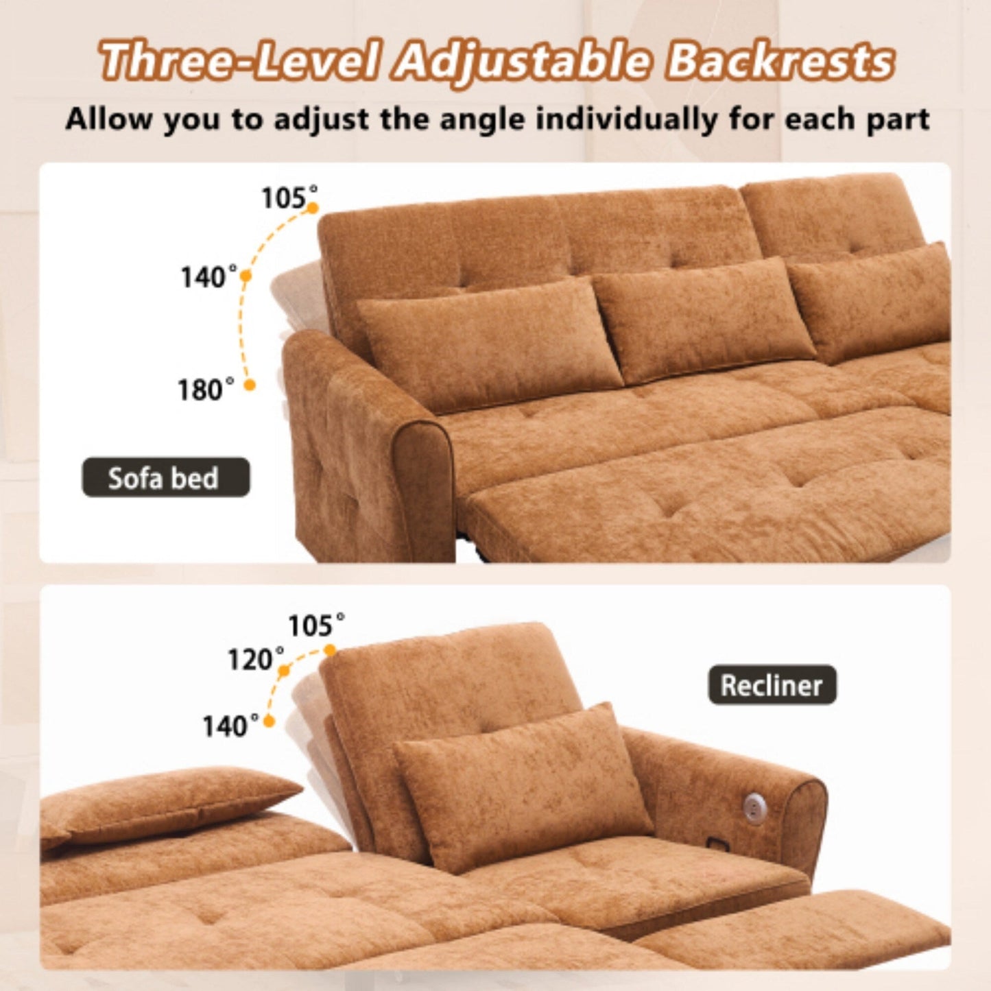 Canapé 2 en 1 avec lit gigogne et fauteuil inclinable réversible par Harper&Bright Designs