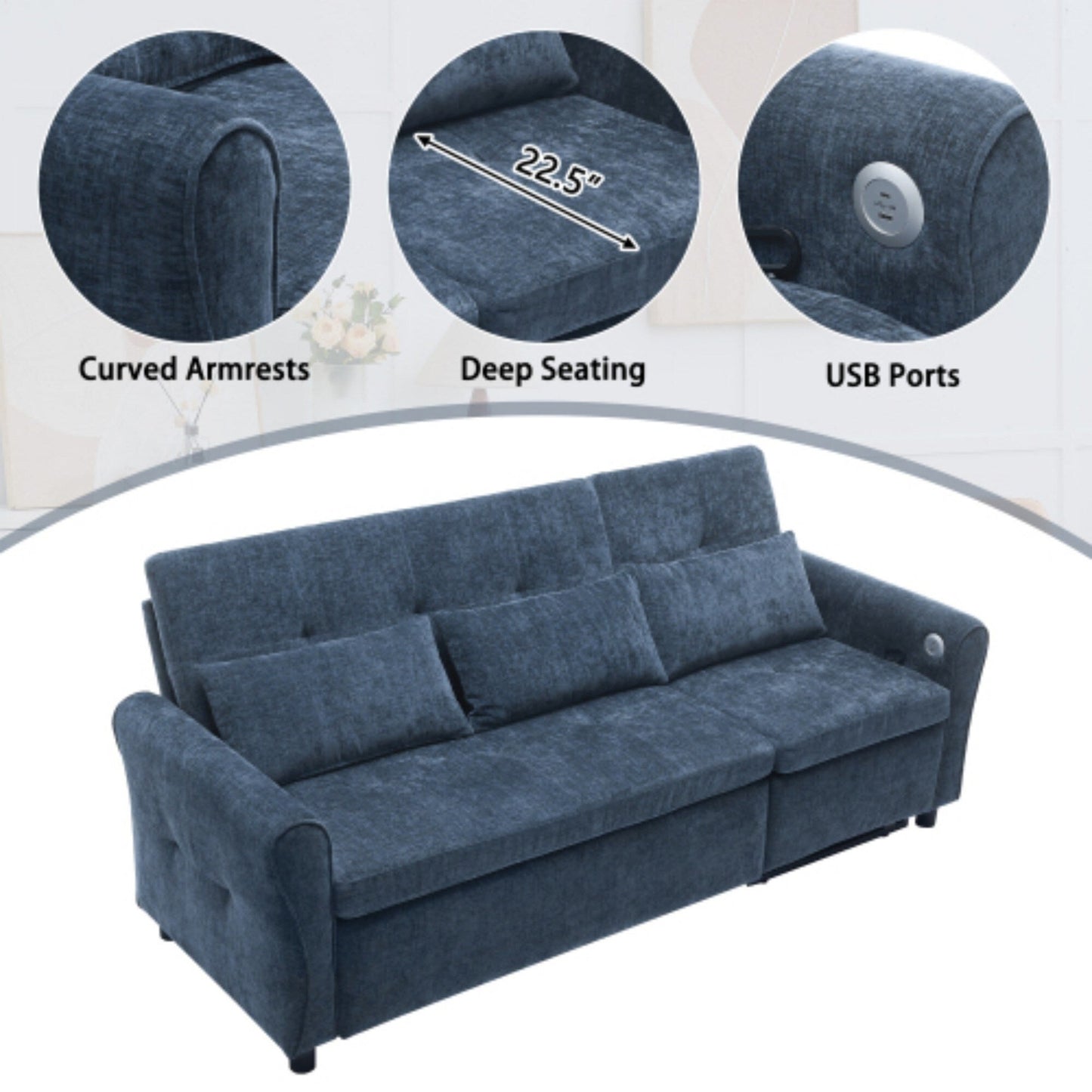 Canapé 2 en 1 avec lit gigogne et fauteuil inclinable réversible par Harper&Bright Designs