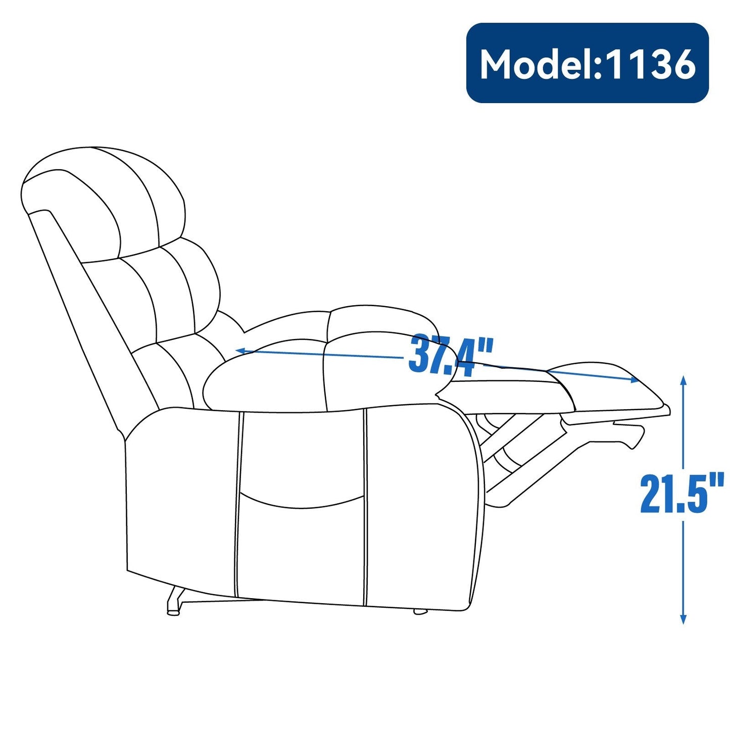 Fauteuil inclinable électrique de grande taille en chenille avec siège de 23 pouces de large et dossier haut, massage par vibration à 8 points et chauffage lombaire