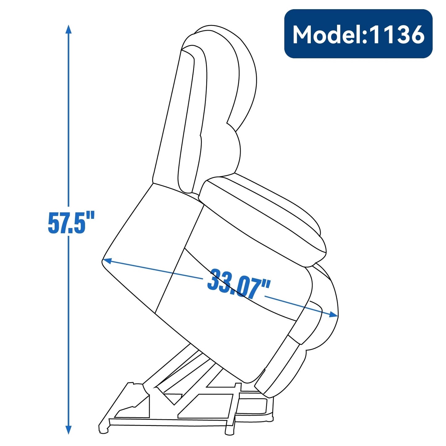 Fauteuil inclinable électrique de grande taille en chenille avec largeur d'assise de 23 pouces et dossier haut, massage par vibration à 8 points et chauffage lombaire