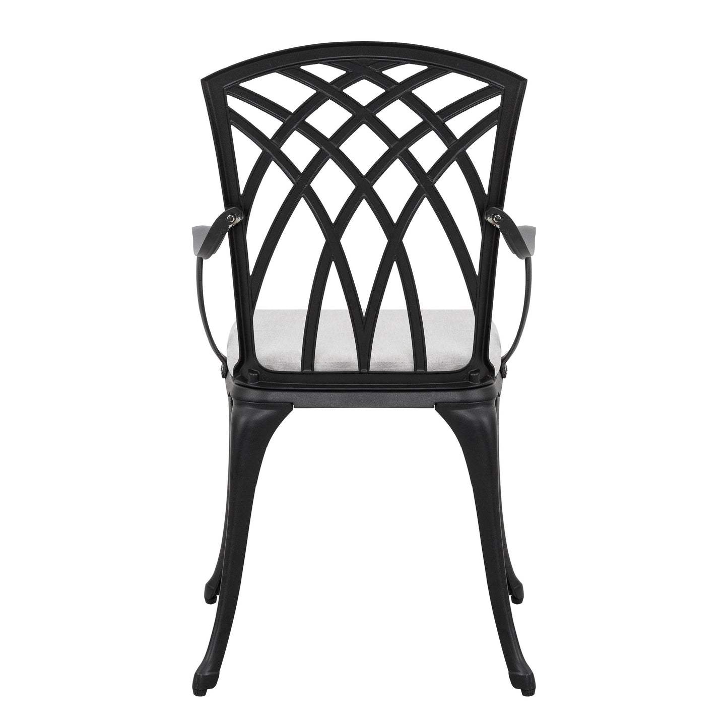 Table de bistrot en fonte d'aluminium de 24 pouces et 2 chaises de bistrot avec coussins gris - Table ronde de 24 pouces
