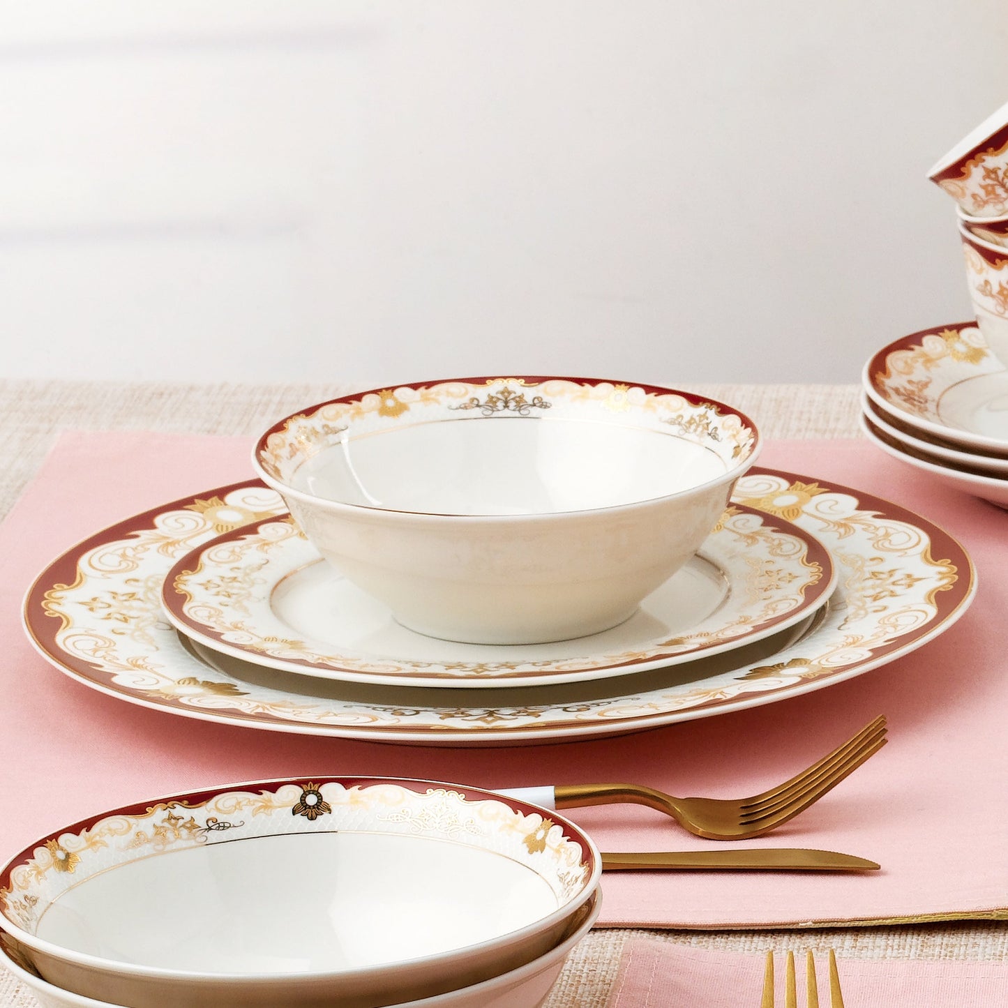 Service de table 24 pièces en porcelaine tendre, pour 4 personnes, par Lorren Home Trends